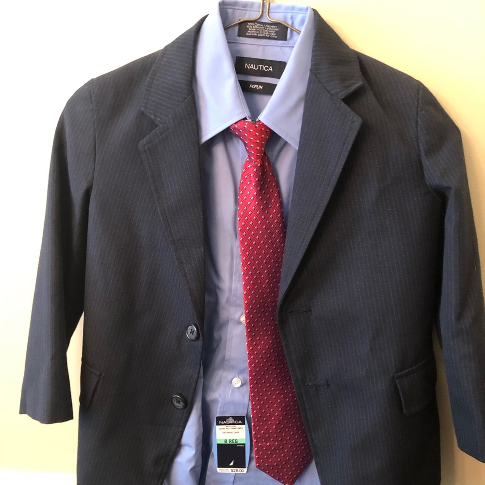 Nautica Boys size 8 jacket- long sleeve and tie